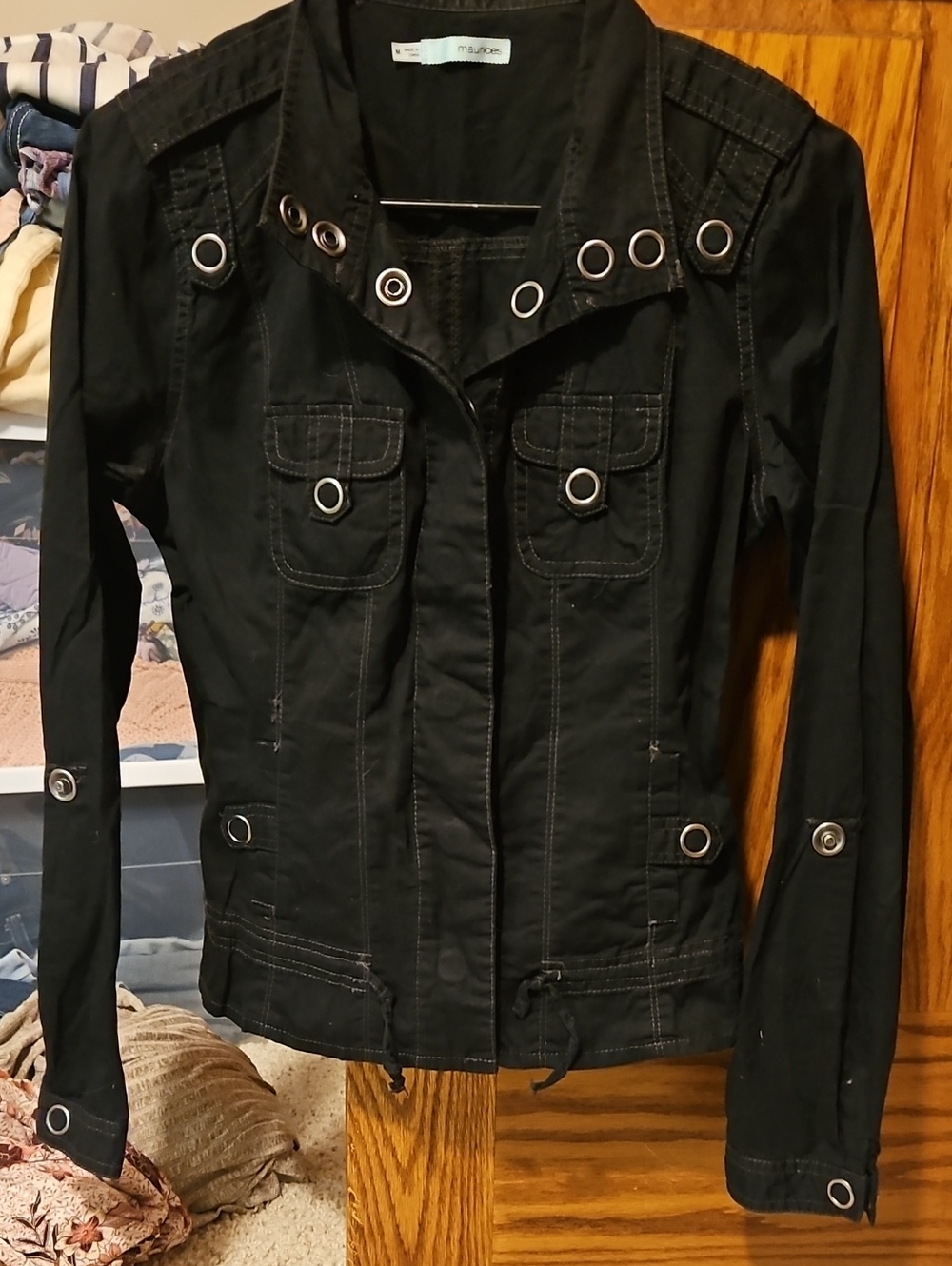 Maurices Black Grommet-Detail Utility Jacket